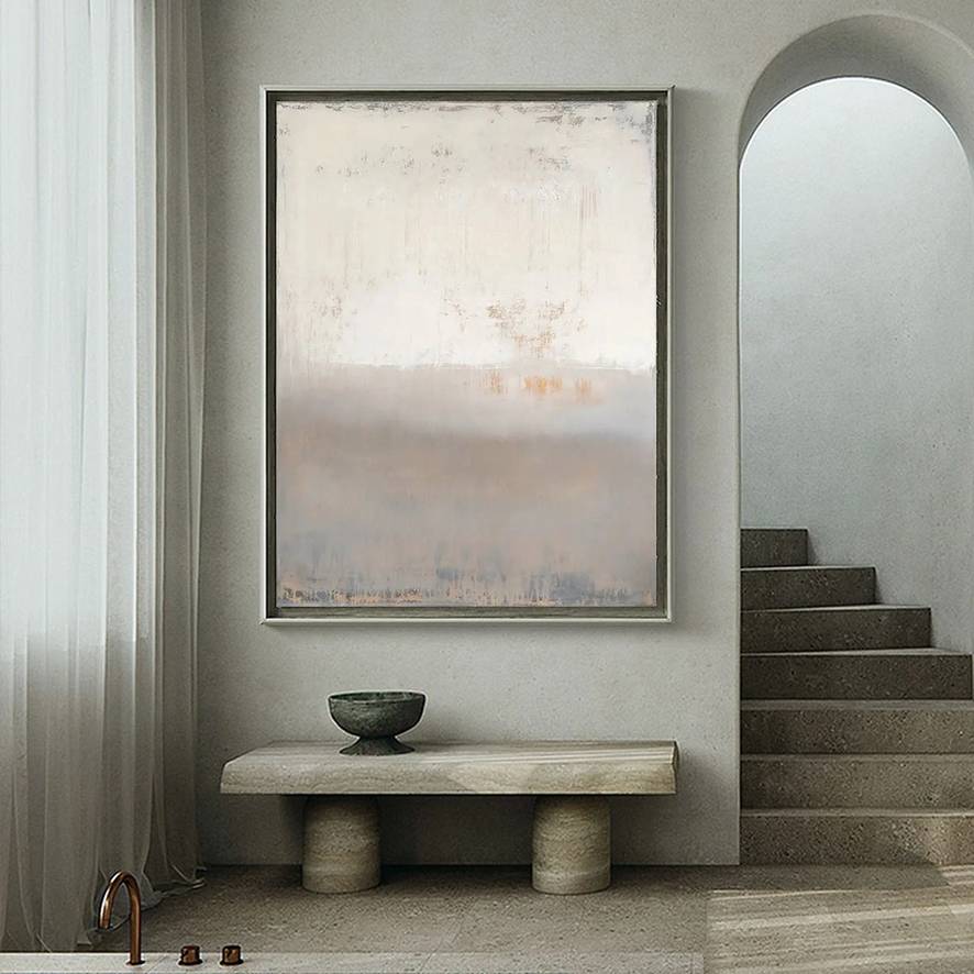 Yellow Painting Abstract Gray Abstract Canvas Artwork W70KD wall art